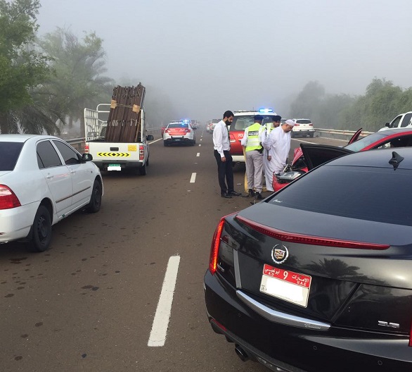 بالصور اصطدام 14 مركبة في حادث على طريق أبوظبي 3990